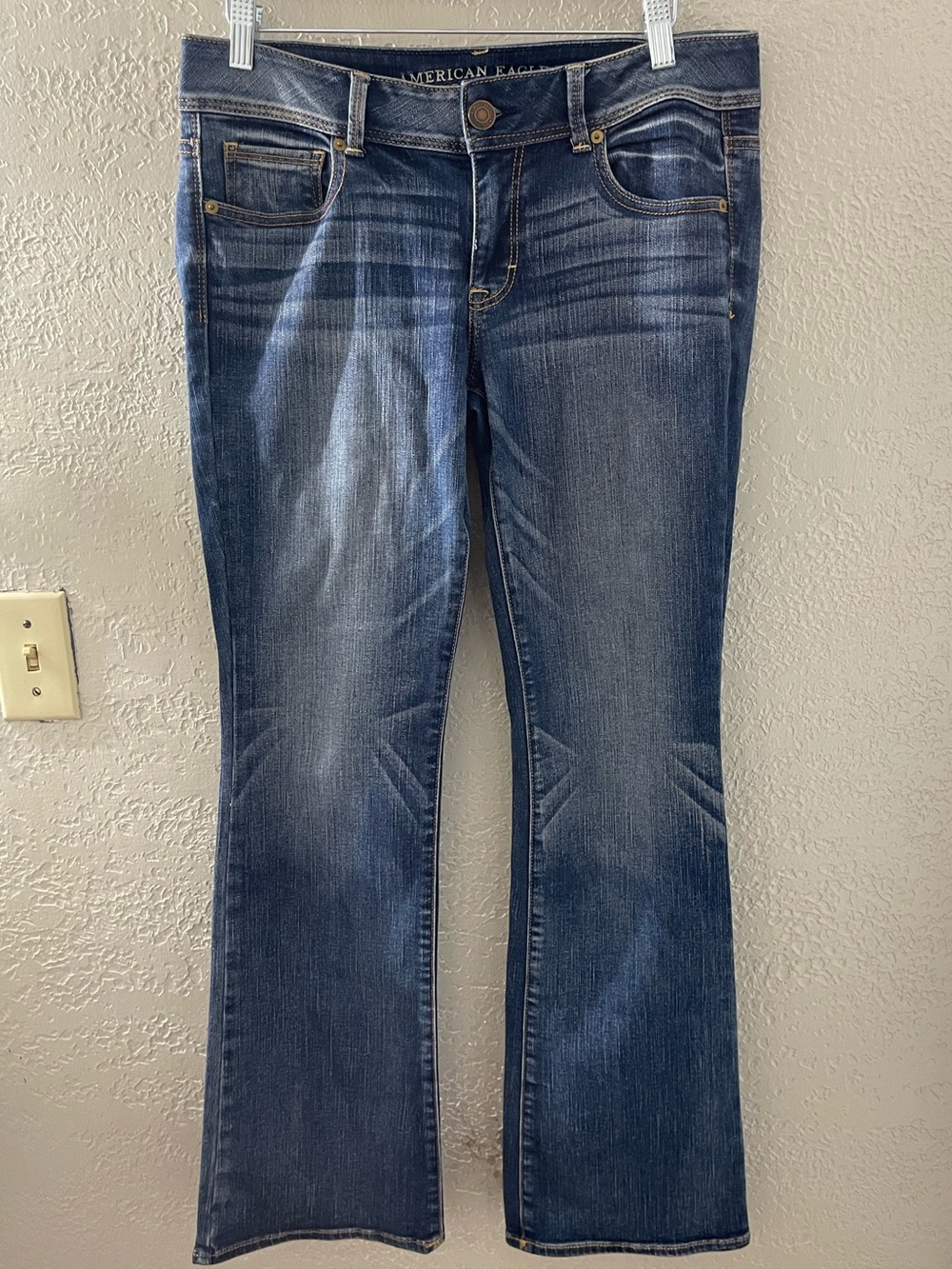 American Eagle Outfitters Women Dark Blue Wash Bootcut Super Stretch Denim 10